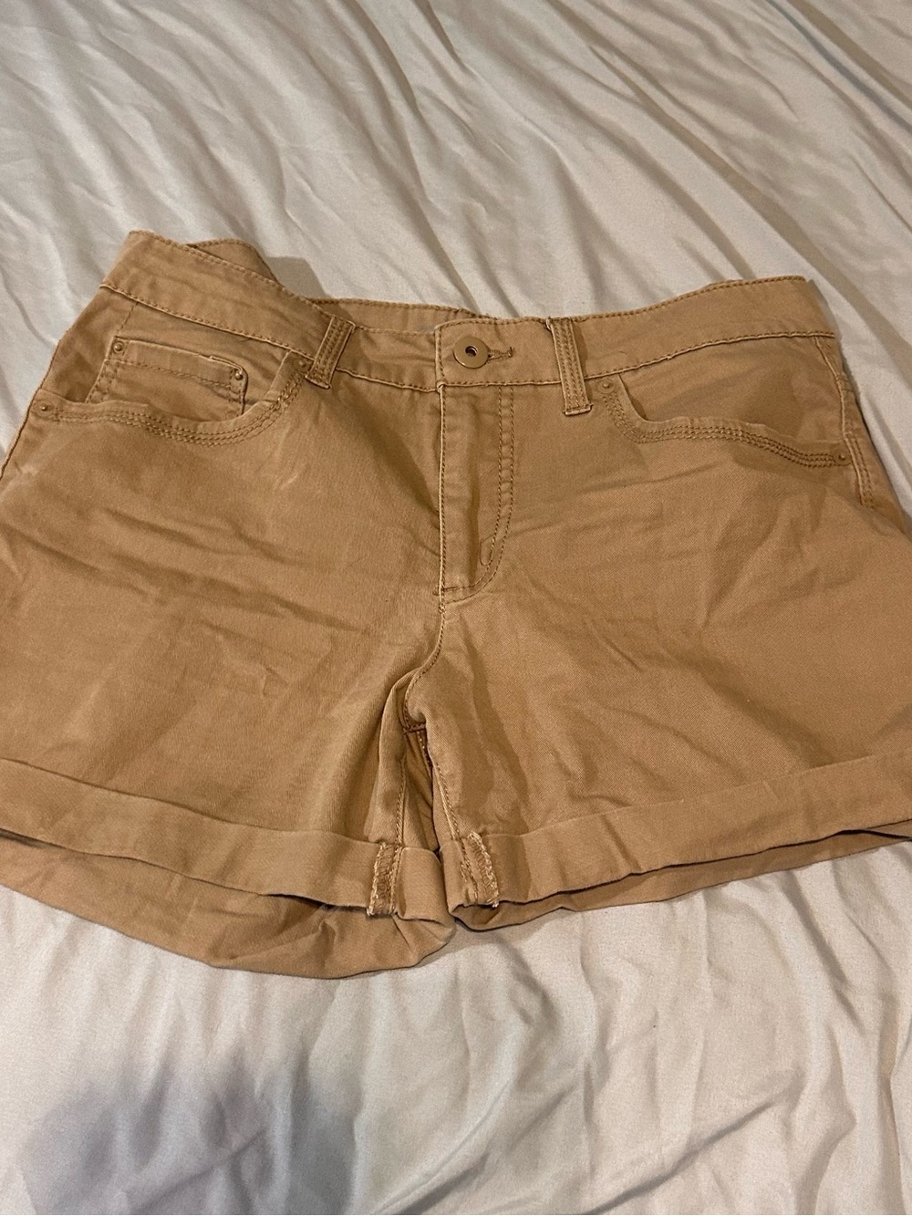 Faded Glory Tan Roll-Cuff Women's Jean Shorts